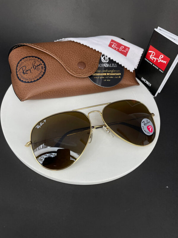 عینک آفتابی ریبن سایزبزرگ مدل Ray ban RB3026 نسخه فول طلایی قهوه ای